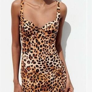 Zara Leopard Print Corset Midi Dress